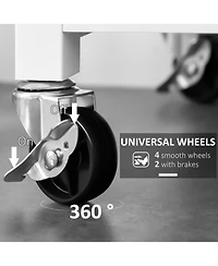 Homcom Stainless Steel Top Kitchen Island Utility Serving Storage Cart on Wheels White