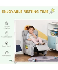 Qaba Kids Soft Sofa, Reclining Lounger Armchair w/ Footrest Storage Side Pockets