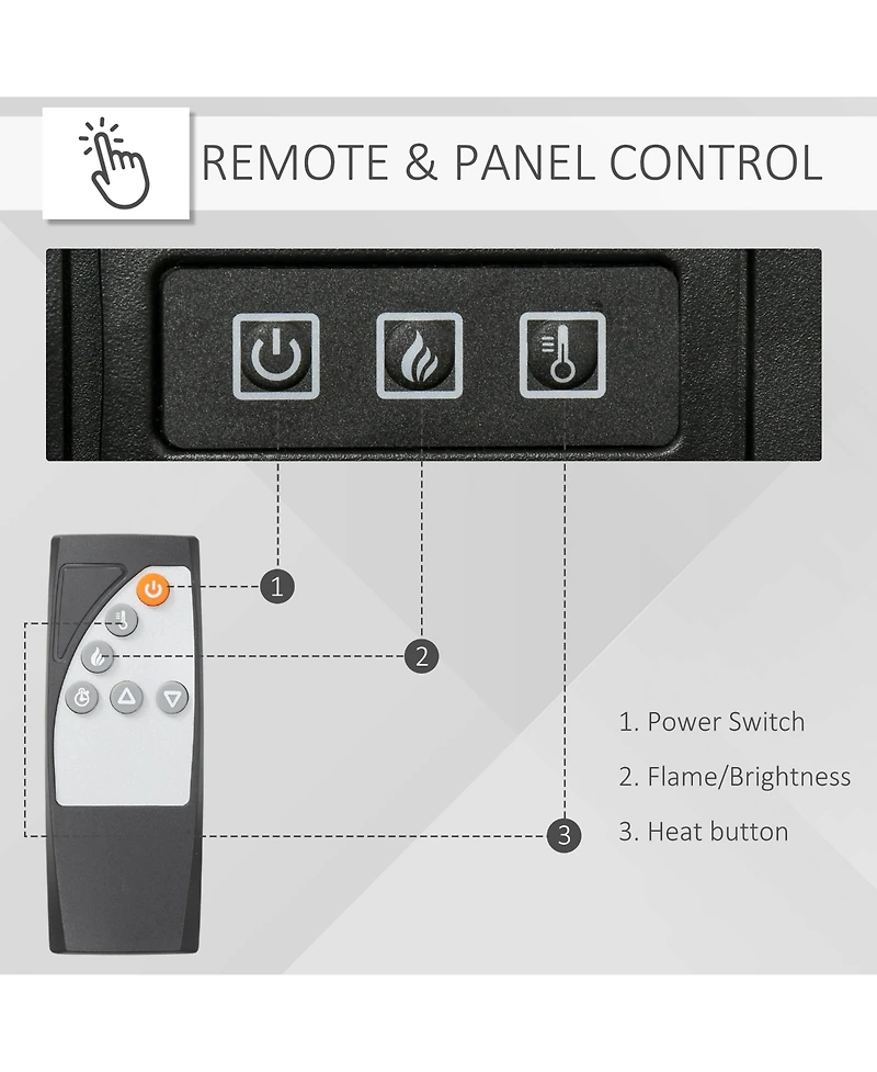 Homcom 32" 1400W Electric Fireplace Mantel w/ Realistic Led Log Heater, White