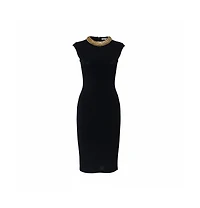 Pre-Owned Alexander Mcqueen Knit Embellished Neck Detail Sleeveless Sheath Dress