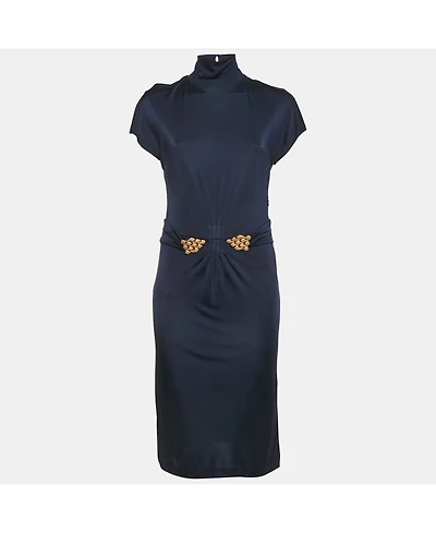 Pre-Owned Roberto Cavalli Women's Purple Jersey Broach Detail Knee