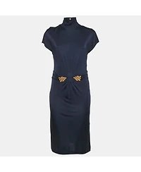 Pre-Owned Roberto Cavalli Women's Purple Jersey Broach Detail Knee