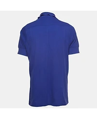 Pre-Owned Roberto Cavalli Men's Purple Logo Embroidered Cotton Polo T-Shirt