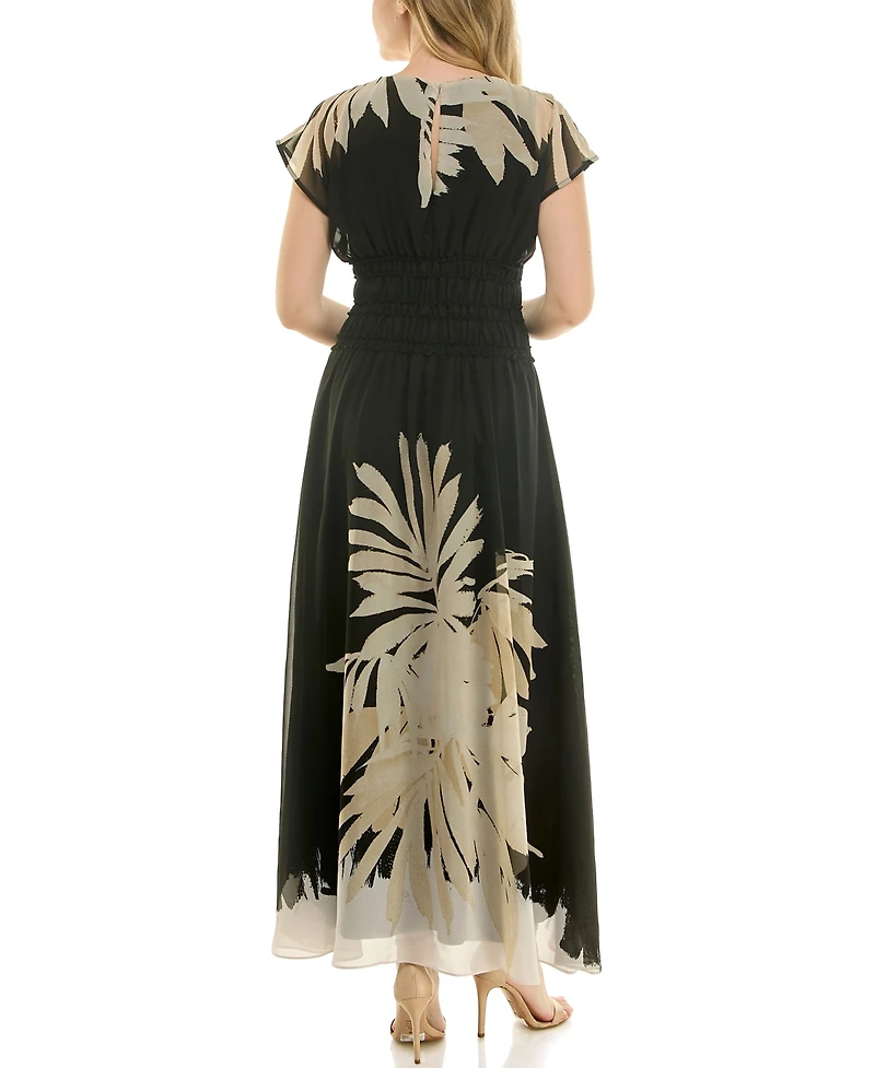 Taylor Women's Smocked Waist Printed A-Line Dress