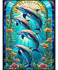SunsOut Dolphin Leap Stained Glass 1000 piece Jigsaw Puzzle for Adults
