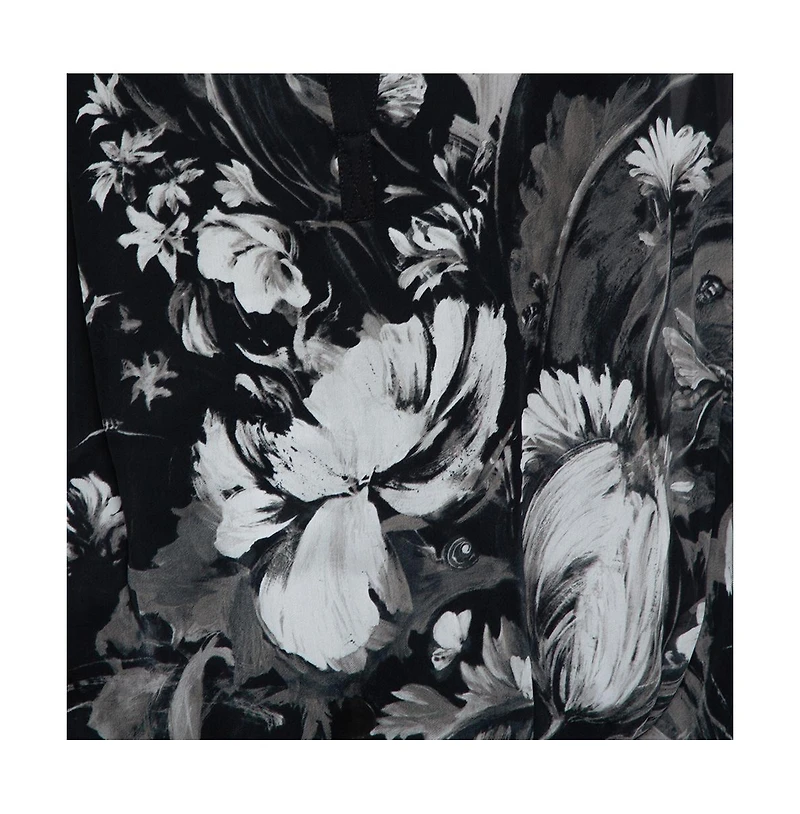 Pre-Owned Roberto Cavalli Women's Black Floral Print Silk Sheer Kaftan Blouse