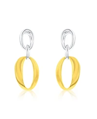 Simona Polished Oval Link Dangle Earrings - Two-Tone