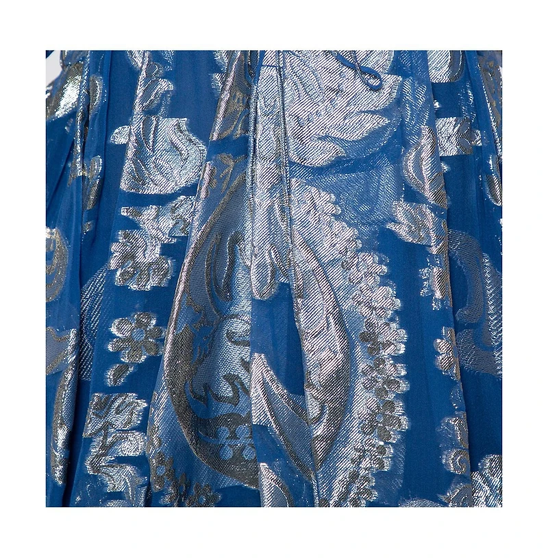 Pre-Owned Stella Mccartney Women's Blue Floral Lamandeacute Asymmetrical Hem Top