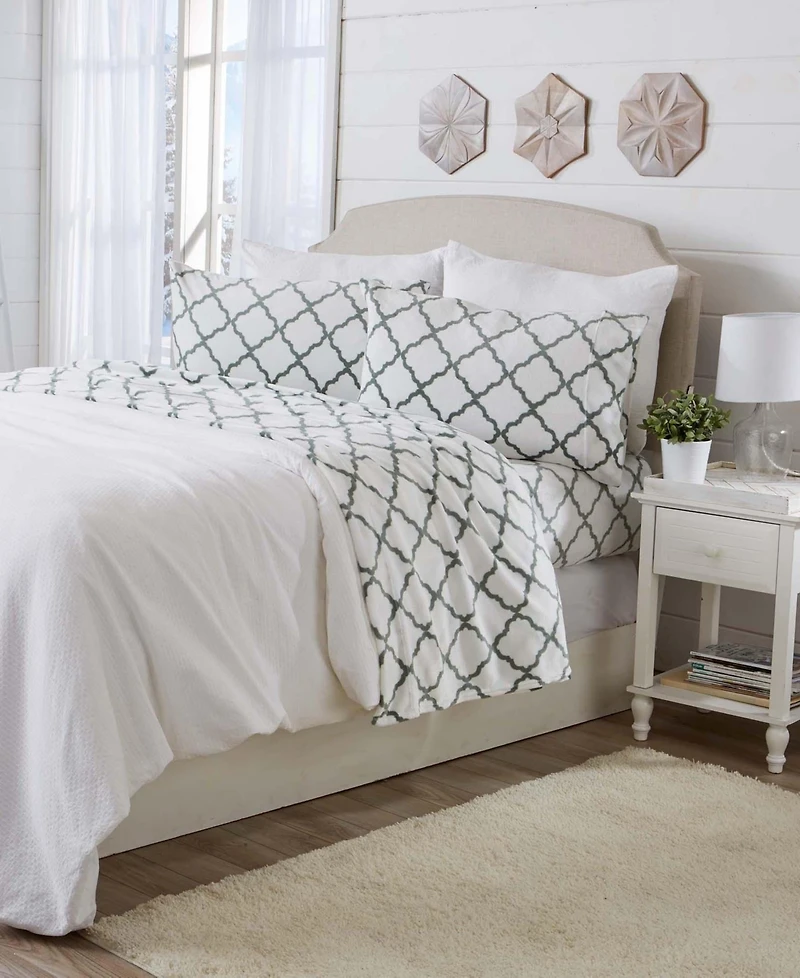 Linery & Co. Ultra-Soft Printed Velvet Plush Sheet Set