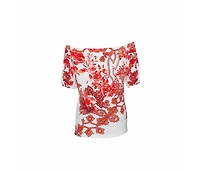 Pre-Owned Roberto Cavalli Women's Floral Print Off Shoulder Top