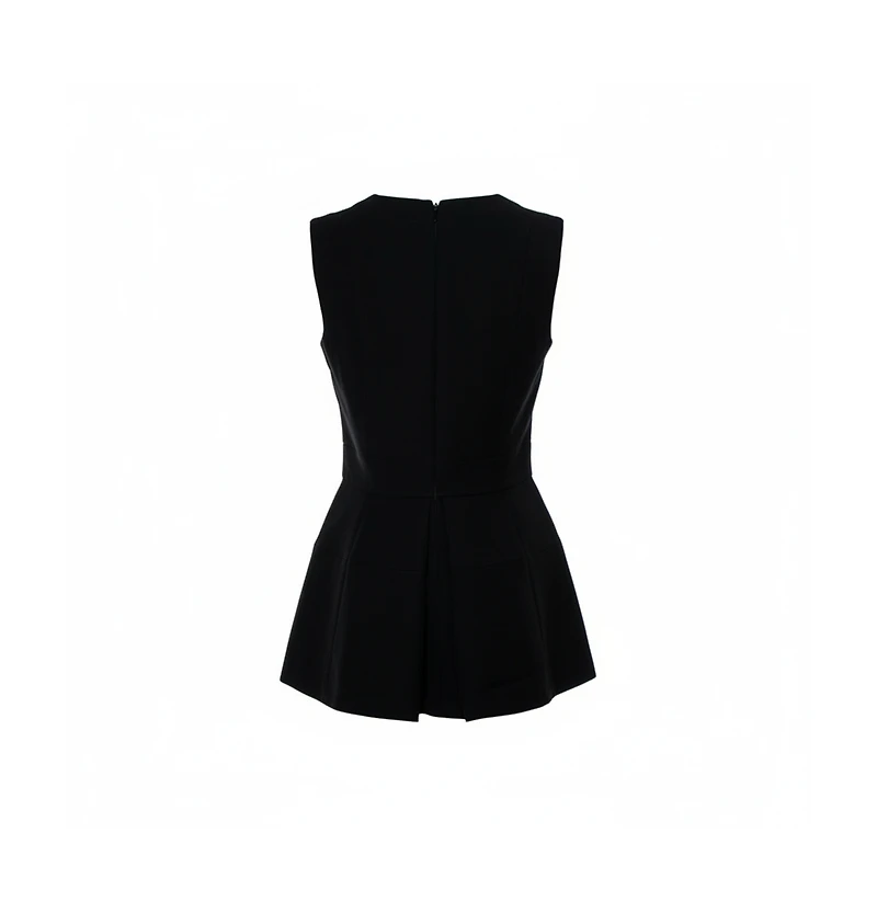 Pre-Owned Alexander Mcqueen Women's Black V Neck Sleeveless Peplum Top