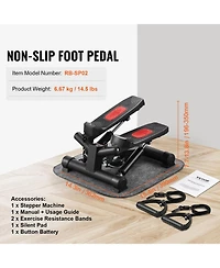 Mecale Mini Stair Stepper, Hydraulic Twist Stepper with Resistance Bands and Lcd Monitor for Home Exercise