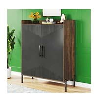 Slickblue Narrow Shoe Cabinet with Doors for Compact Hallway Spaces