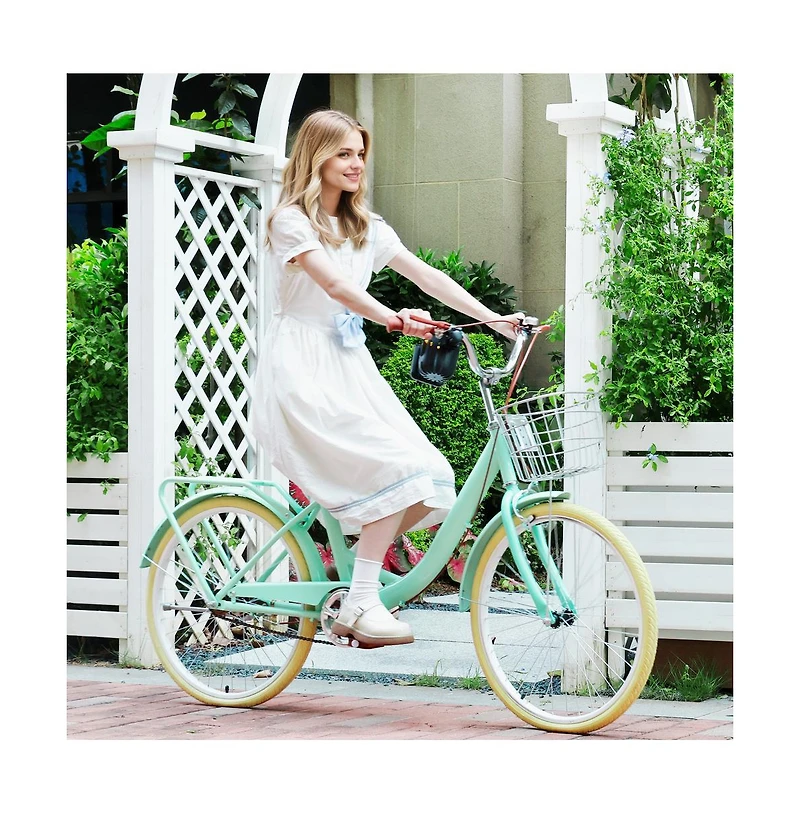 Artudatech 24-inch Cruiser Bike with Low-Step Frame, Shock-Absorbing Tires, and Dual Brakes