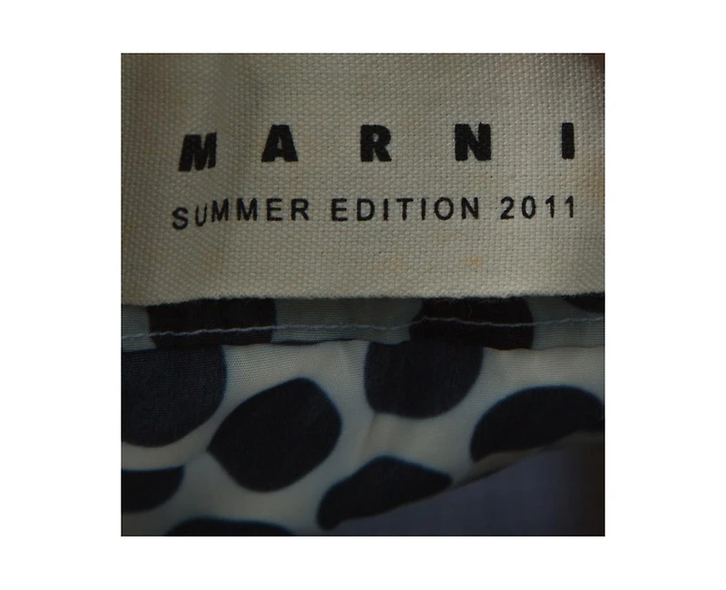 Pre-Owned Marni Women's Blue And White Polka Dot Printed Coated Silk Ruffle Detail Skirt