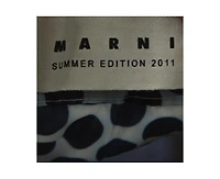 Pre-Owned Marni Women's Blue And White Polka Dot Printed Coated Silk Ruffle Detail Skirt