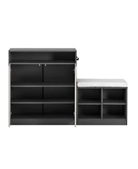 Streamdale Furniture Streamdale Livingroom Cabinet with Shoe Bench, 2 Doors, 3-Tier Shelves, Entryway Bench, 4 Shoe Racks