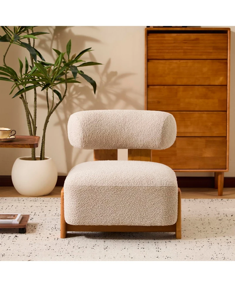 Streamdale Furniture Modern Boucle Lounge Chair with Solid Wood Frame