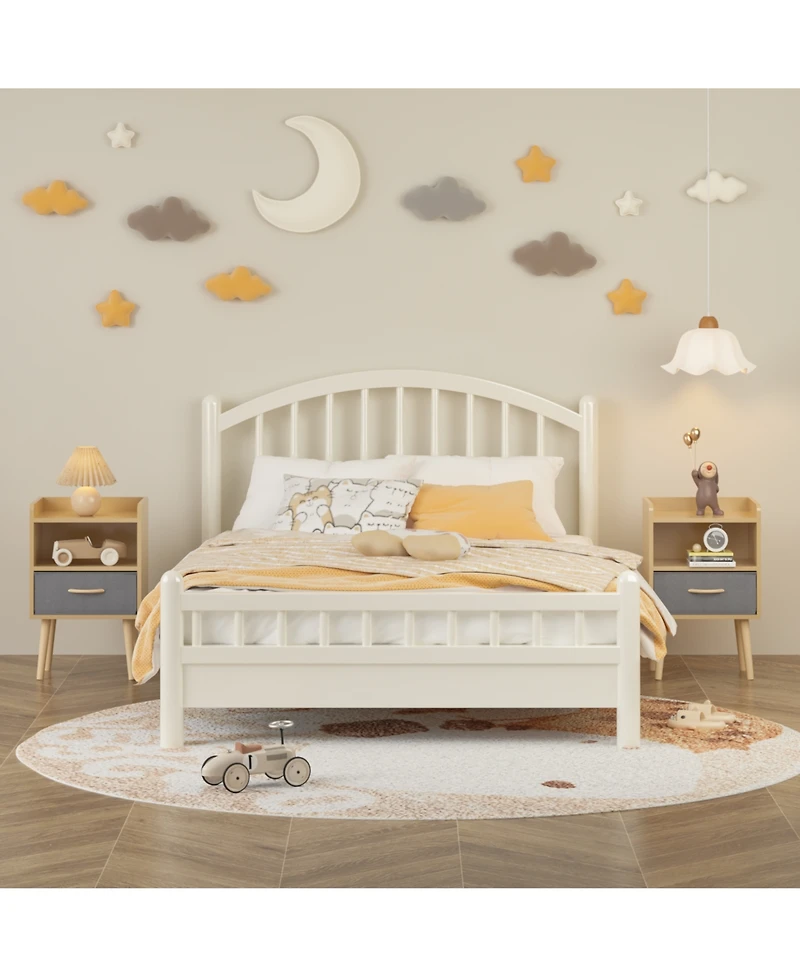 sumyeg Collapsible Fabric Drawer Nightstand 2-Tier Wood Storage Cabinet