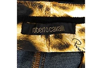 Pre-Owned Roberto Cavalli Women's Stretch Cotton Leopard Print Trim Pants