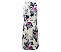 Pre-Owned Roberto Cavalli Women's Cream Floral Print Silk Satin Maxi Skirt