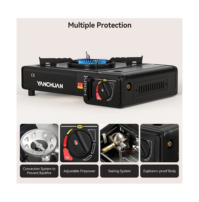 Artudatech Portable Dual-Fuel Butane/Lpg Camp Stove with Electronic Ignition & Adjustable Flame Control