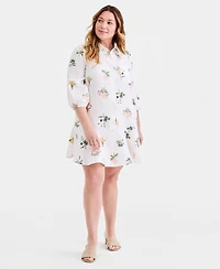 Charter Club Plus Collared Flounce Dress, Macy's Exclusive