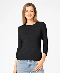Melissa Paige Women's Pointelle 3/4-Sleeve Sweater