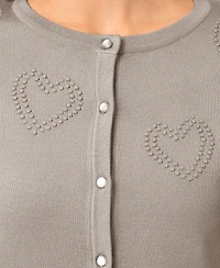 Melissa Paige Women's Heart Stitch Button Cardigan Sweater