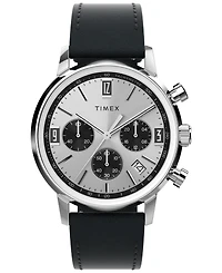 Timex Men's Chronograph Black Leather Watch, 40mm