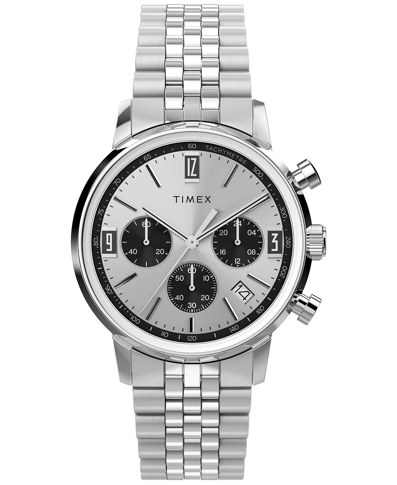 Timex Men's Chronograph Silver-Tone Stainless Steel Watch, 40mm