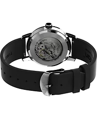 Timex Men's Automatic Black Leather Watch, 40mm