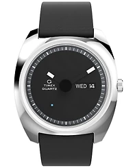 Timex Men's Quartz Analog Black Leather Watch, 37mm