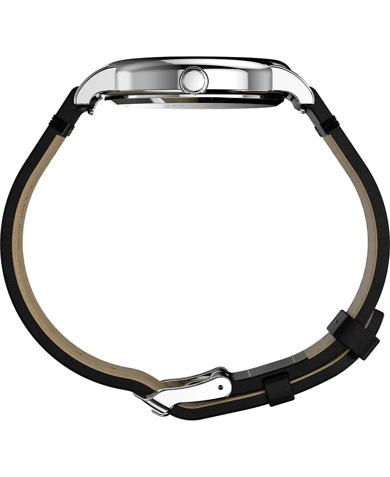 Timex Unisex Quartz Analog Black Leather Watch, 38mm