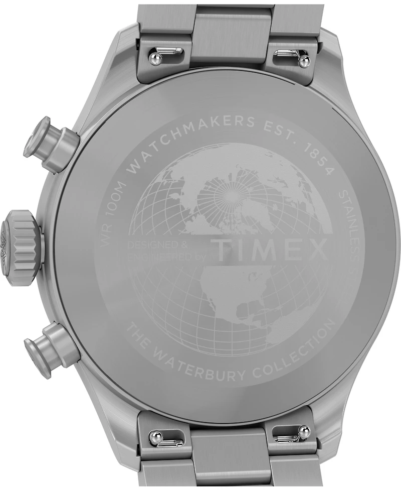 Timex Men's Chronograph Silver-Tone Stainless Steel Watch, 41mm