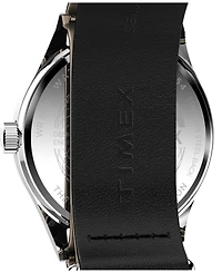 Timex Men's Quartz Analog Black Leather Watch, 39mm