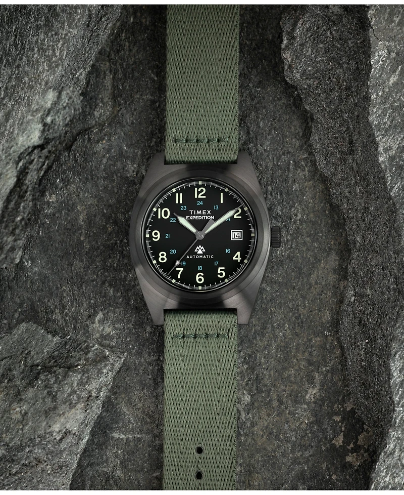 Timex Men's Mechanical Automatic Black eco-conscious Fabric Watch, 39mm