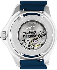 Timex Men's Mechanical Automatic Blue Hnbr Rubber Watch, 44mm