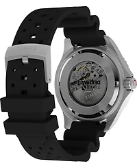 Timex Men's Mechanical Automatic Black Hnbr Rubber Watch, 44mm