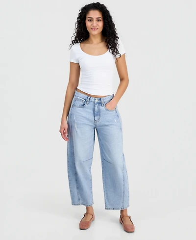 Celebrity Pink Juniors' High Rise Barrel-Leg Jeans