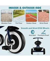 Hongge Kids Adjustable Tricycle with Dual Baskets Eva Wheels and Carbon Steel Frame