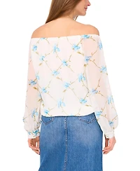 Vince Camuto Women's Floral Off-The-Shoulder Long-Sleeve Tie-Front Blouse