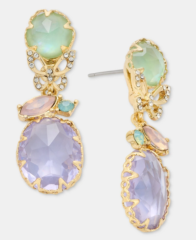lonna & lilly Gold-Tone Stone & Butterfly Drop Earrings