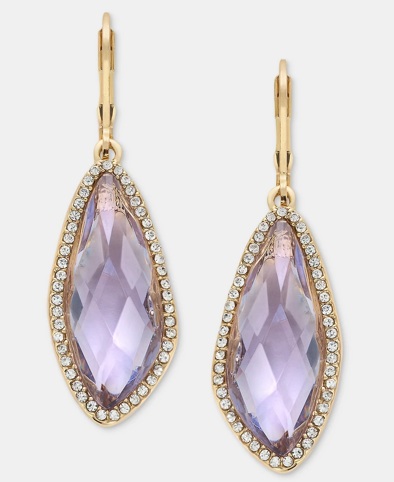 lonna & lilly Gold-Tone Stone & Pave Halo Drop Earrings