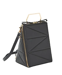 Susu Leather Convertible Backpack Purse Crossbody Bag with Gold Handle