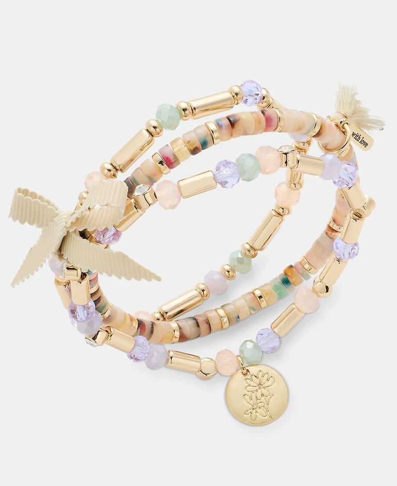 lonna & lilly Gold-Tone Multi Bead Stretch Bracelet