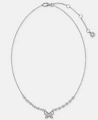 Marchesa Cubic Zirconia Butterfly Pendant Necklace, 16" + 3" extender