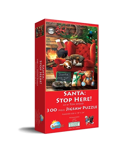 SunsOut Santa Stop Here 300 piece Jigsaw Puzzle for Adults Christmas