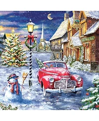 SunsOut A Red Car for Christmas 500 piece Jigsaw Puzzle for Adults Christmas