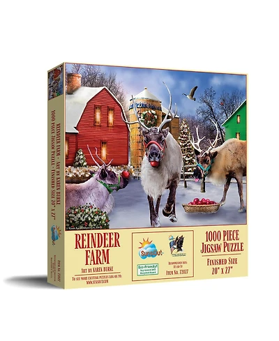 SunsOut Reindeer Farm 1000 piece Jigsaw Puzzle for Adults Christmas
